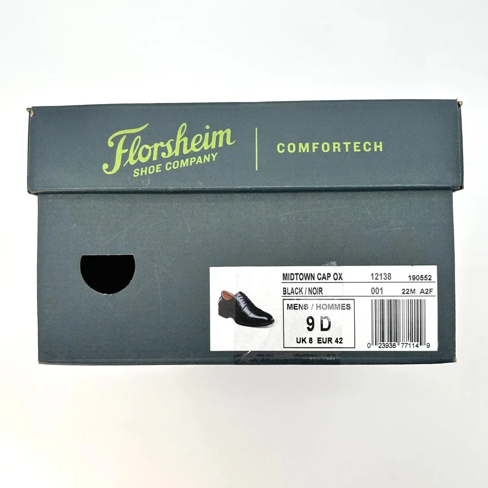 Florsheim Midtown Cap Toe Oxford Size 9 D Mens Dress Shoes Black Leather NEW NWT